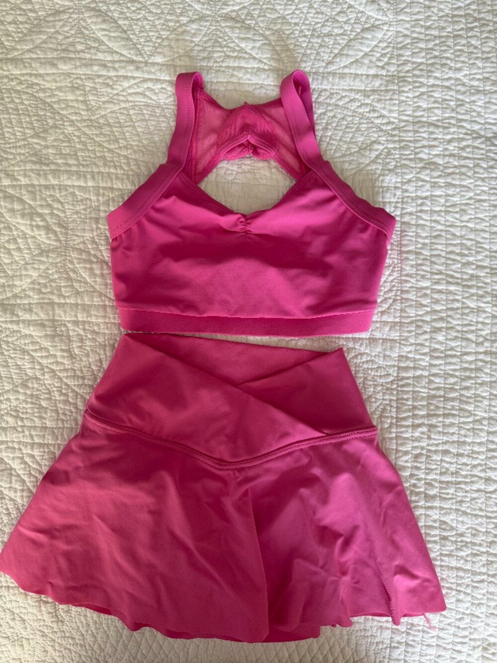 Balera Sequin Heart Back Crop Top & V-Waist Dance Skirt, Child Medium